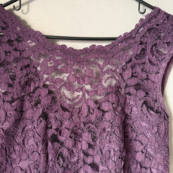 David's Bridal sz 4 Purple lace sheer maxi gown dress - Picture 10 of 10